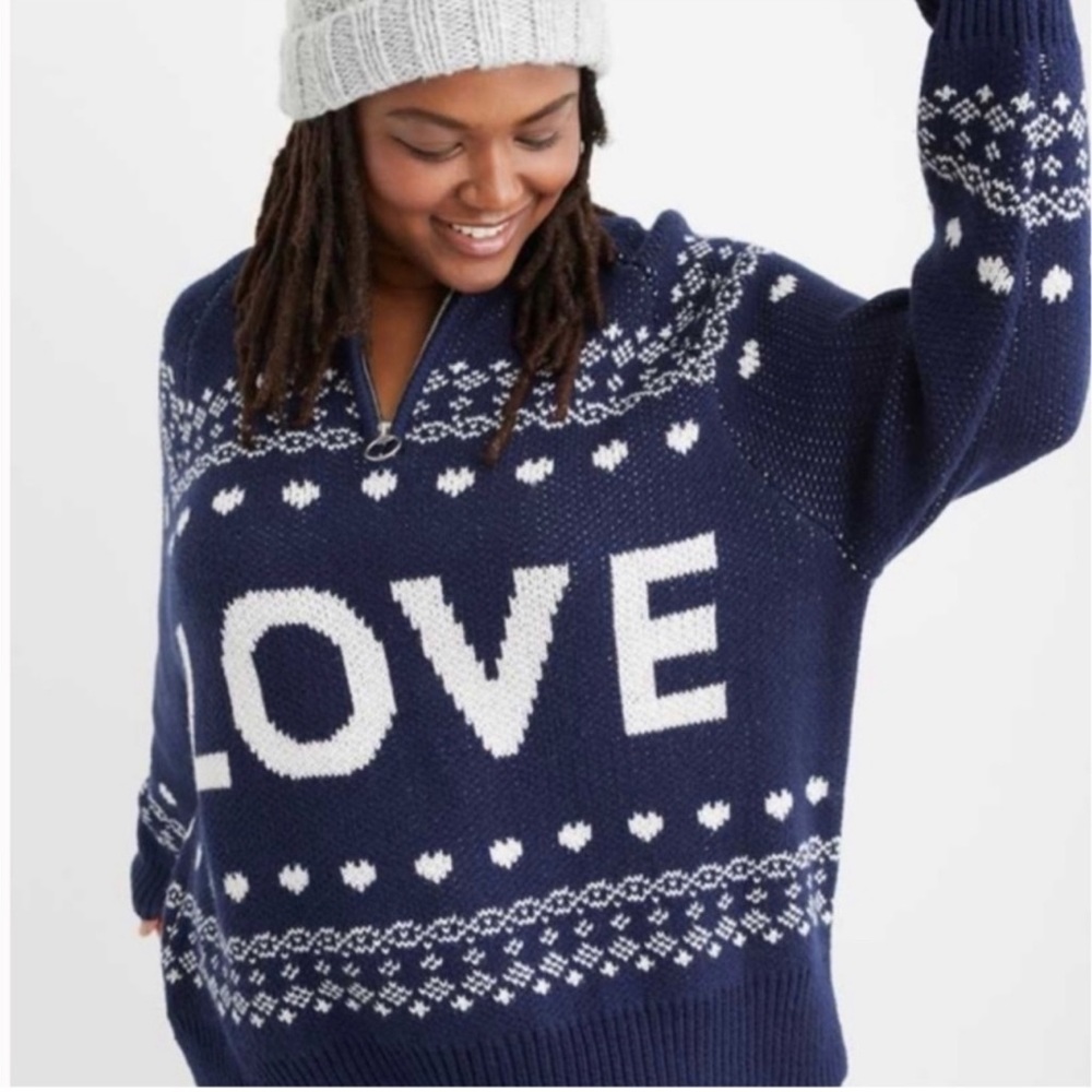 NEW Oversized Fair Isle LOVE Sweater